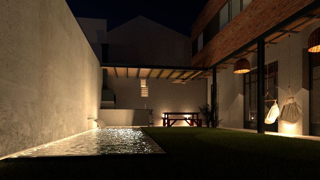 Azcuénaga · Casa I, Patio de noche