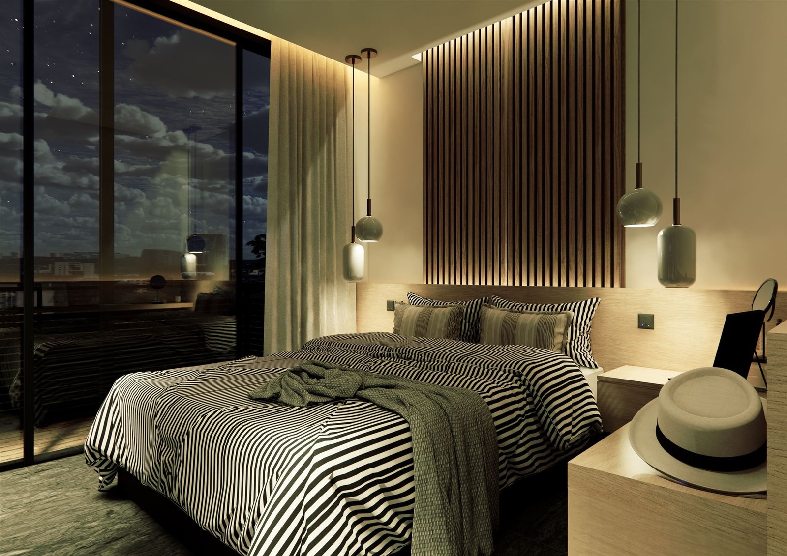 Casa La Pampa 4510, Habitación de noche